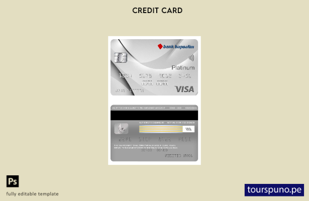 listo para imprimir plantilla de tarjeta visa platino del banco Israel Bank Hapo